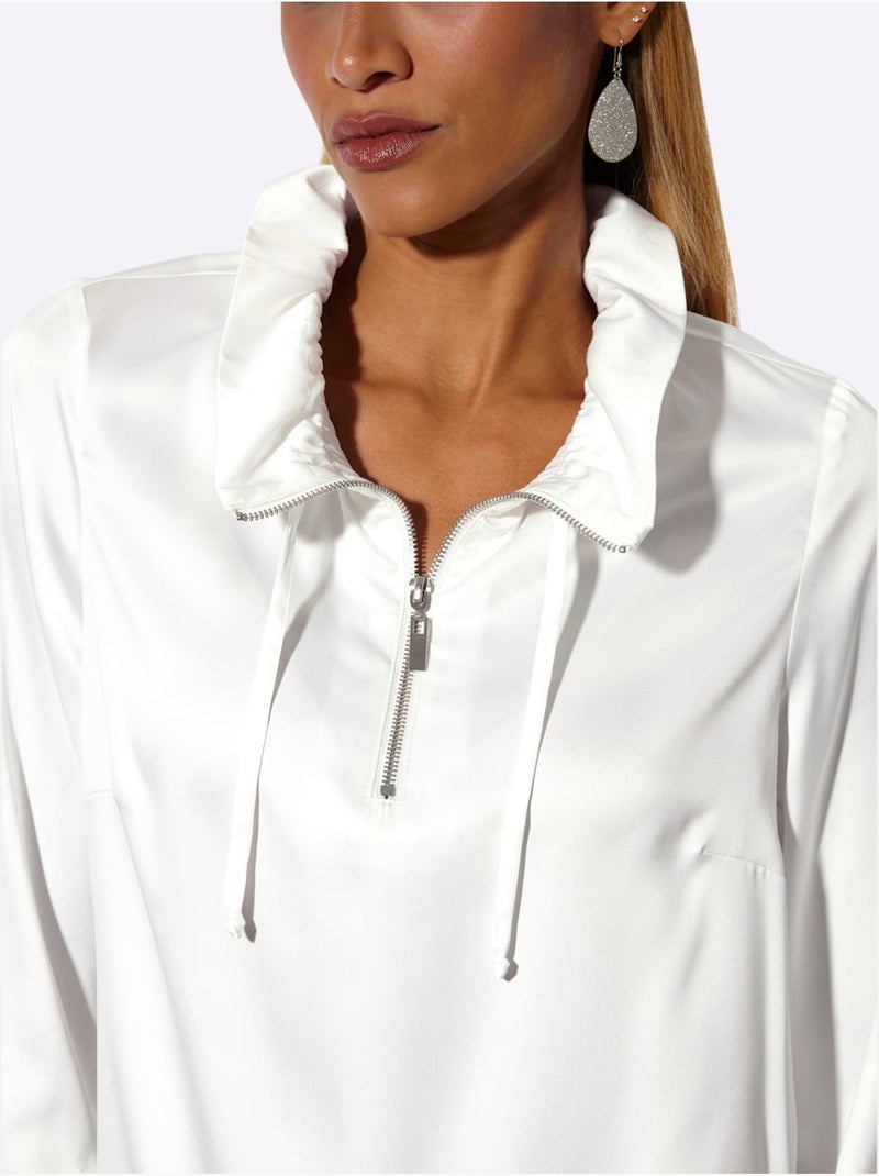 Veste Chemisier Satin Mat - Taille Standard - Helline Ecru - Kiabi