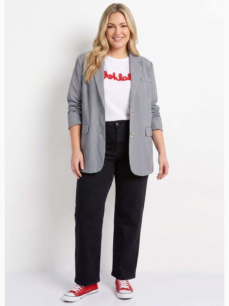 Veste chinée 2 boutons col tailleur - afibel Gris - Kiabi