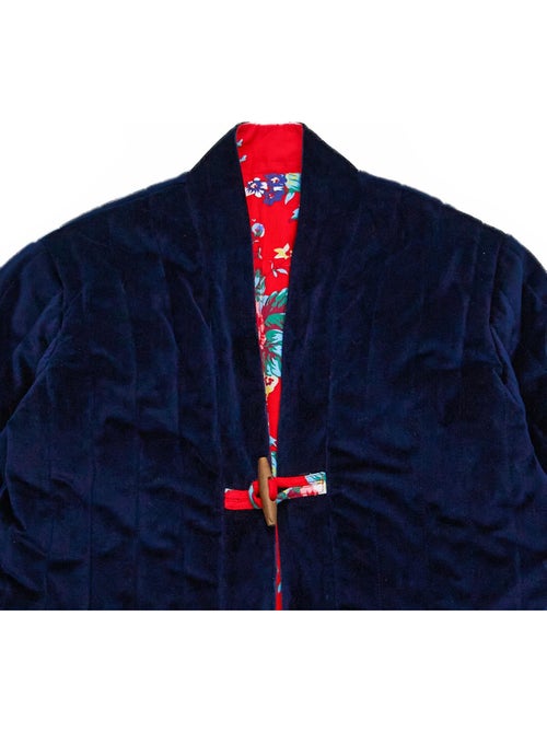 Veste Chinoise Fille  Velours Bleu Marine Réversible Fleurie Rouge  KIM - La Faute à Voltaire - Kiabi