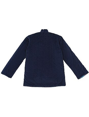 Veste Chinoise Fille Velours Bleu Marine Réversible Fleurie Turquoise KIM - 'LA FAUTE A VOLTAIRE'