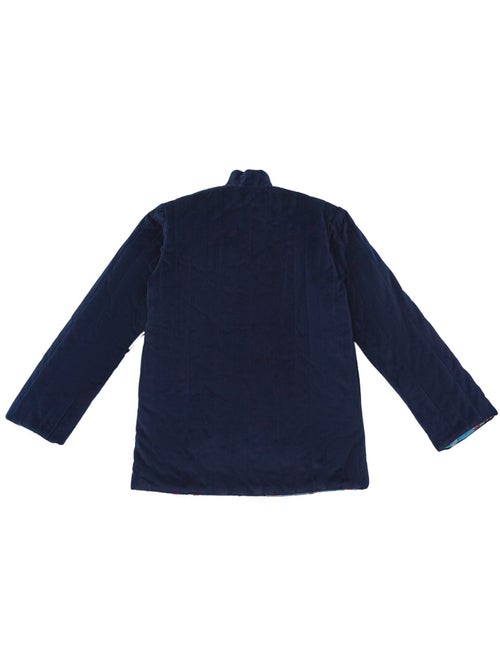 Veste Chinoise Fille  Velours Bleu Marine Réversible Fleurie Turquoise  KIM  - 'LA FAUTE A VOLTAIRE' - Kiabi