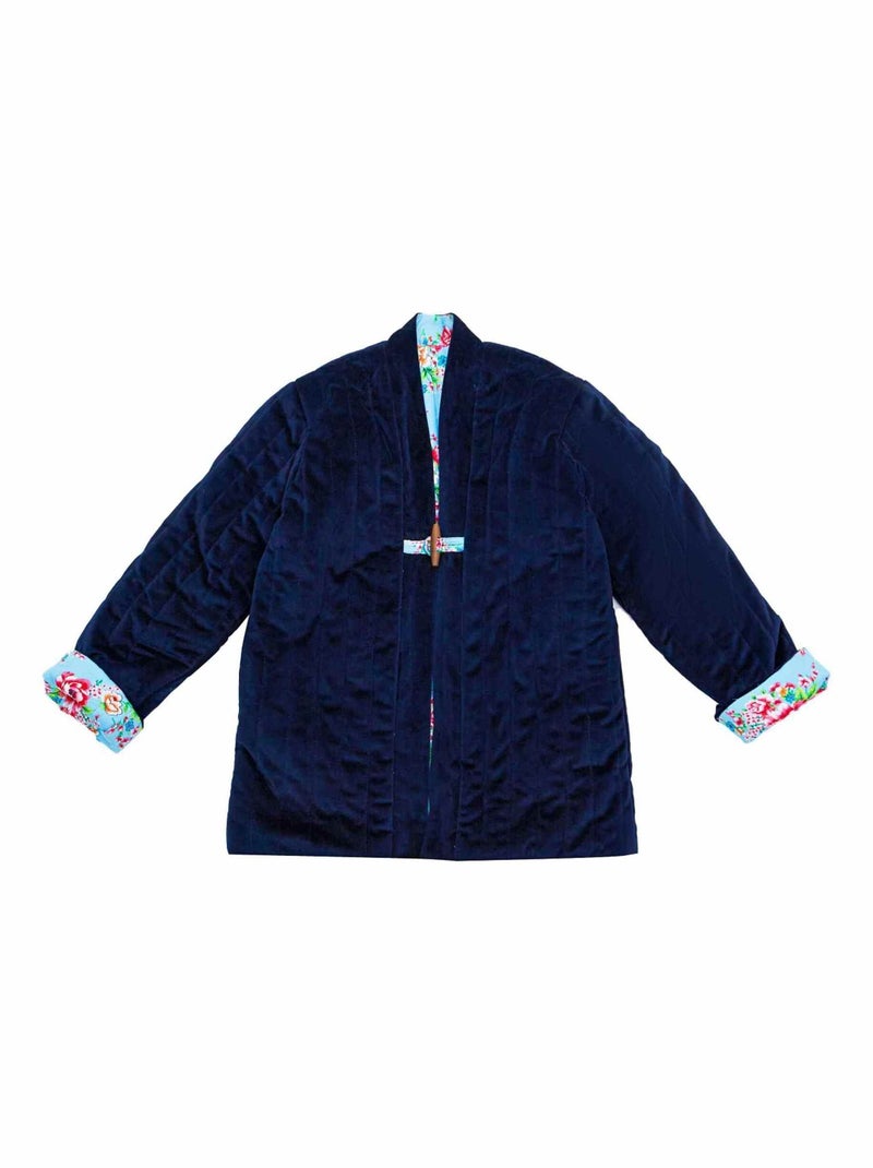 Veste Chinoise     Réversible Fleurie   KIM - La Faute à Voltaire Bleu marine - Kiabi