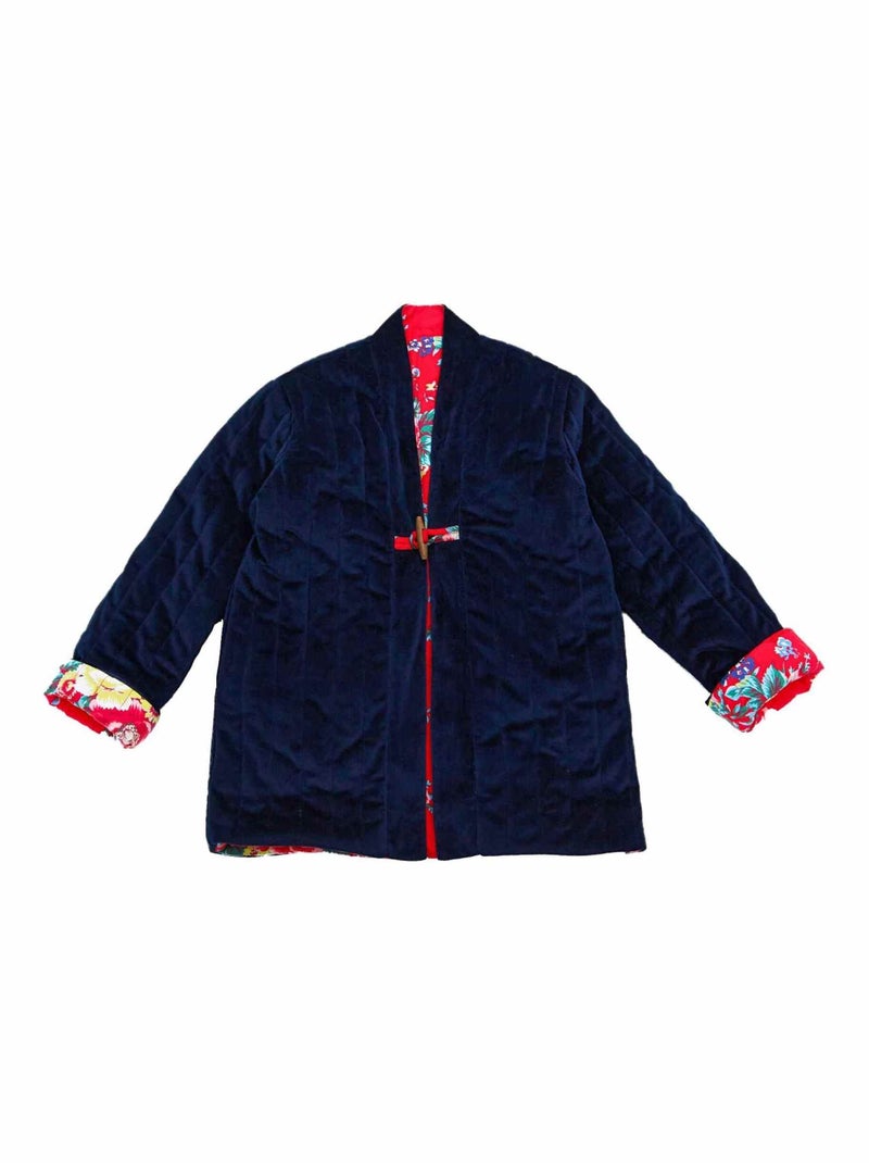 Veste Chinoise   Velours   Réversible Fleurie   KIM - La Faute à Voltaire Bleu marine - Kiabi