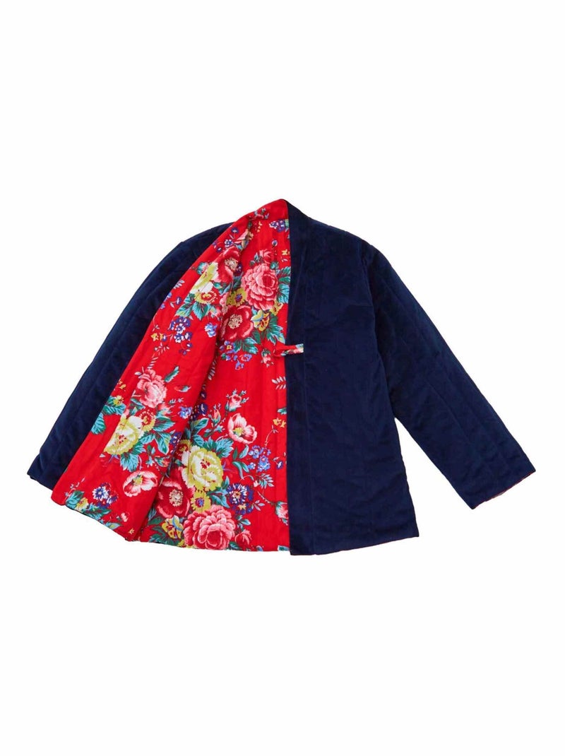 Veste Chinoise   Velours   Réversible Fleurie   KIM - La Faute à Voltaire Bleu marine - Kiabi