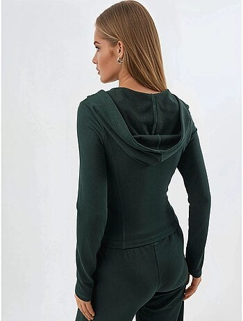 Veste cintrée à capuche en coton avec fermeture éclair busem