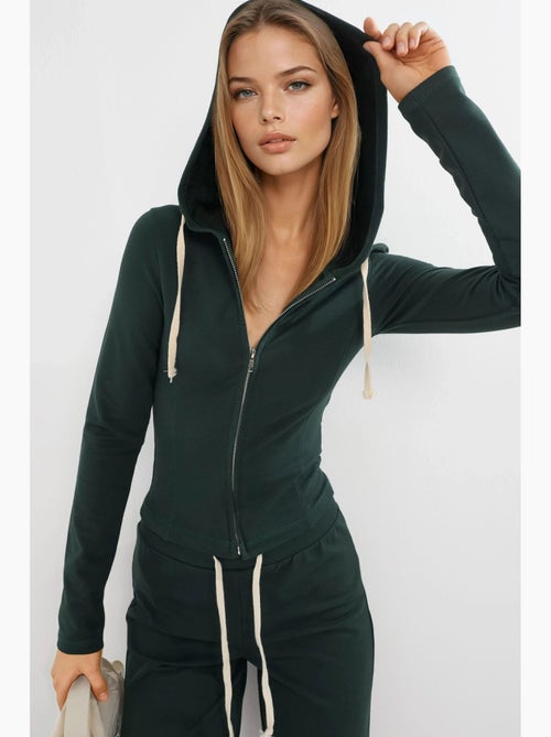 Veste cintrée à capuche en coton avec fermeture éclair busem - Kiabi