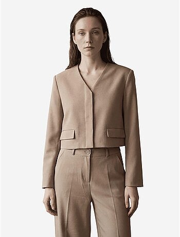 Veste cintrée à col en v avec poche my fashion