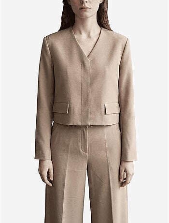 Veste cintrée à col en v avec poche my fashion