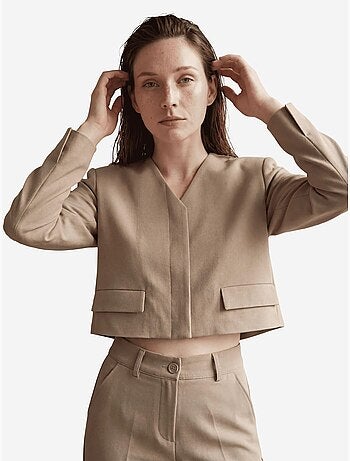 Veste cintrée à col en v avec poche my fashion