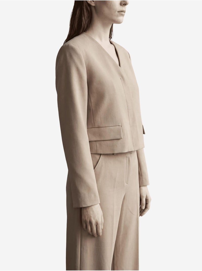 Veste cintrée à col en v avec poche my fashion Camel - Kiabi