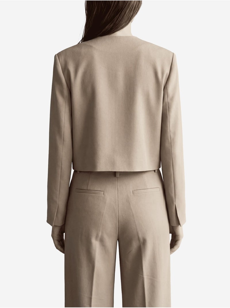 Veste cintrée à col en v avec poche my fashion Camel - Kiabi