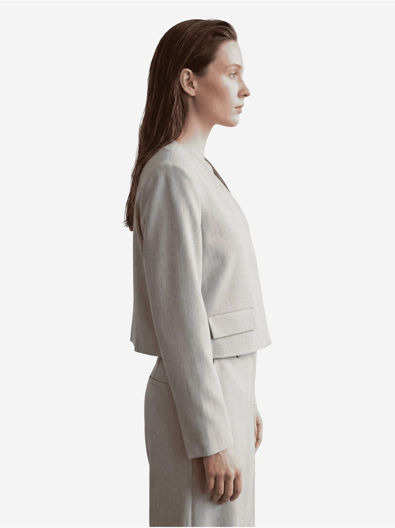 Veste cintrée à col en v avec poche my fashion Gris - Kiabi