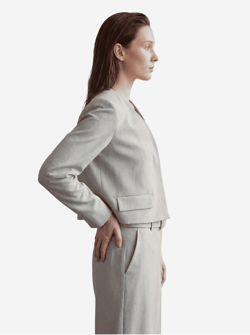 Veste cintrée à col en v avec poche my fashion Gris - Kiabi