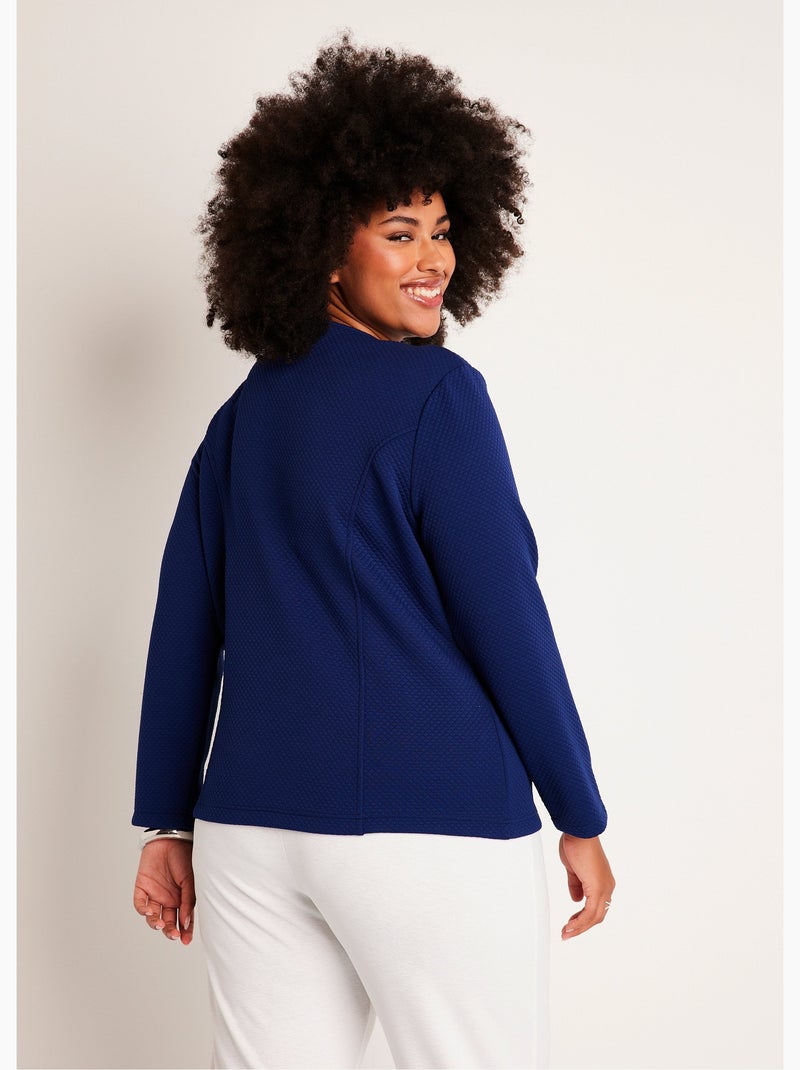 Veste cintrée sans col - Afibel Bleu - Kiabi