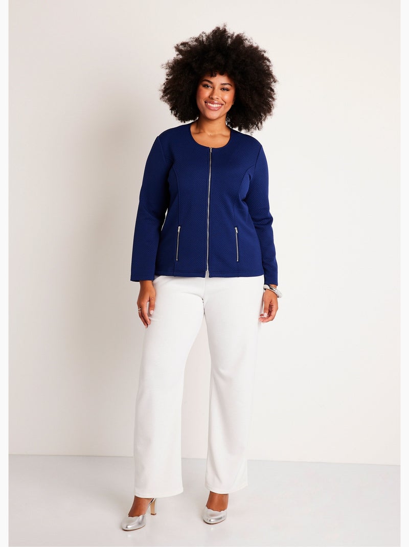 Veste cintrée sans col - Afibel Bleu - Kiabi