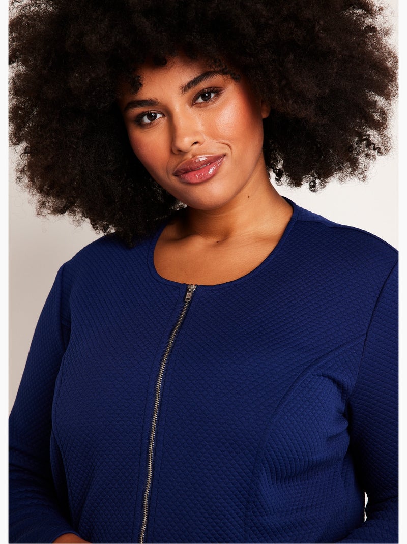 Veste cintrée sans col - Afibel Bleu - Kiabi