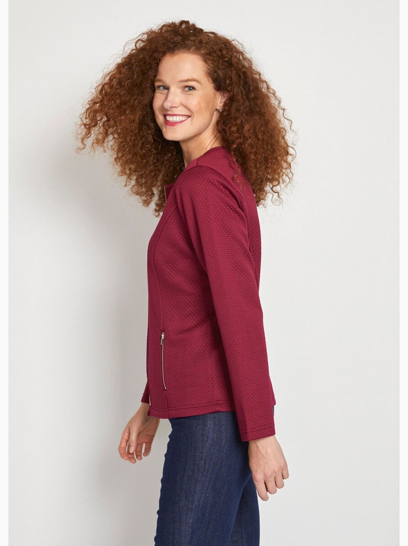 Veste cintrée sans col - Afibel Prune - Kiabi