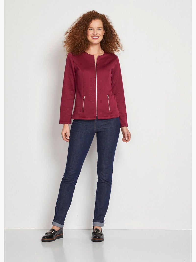 Veste cintrée sans col - Afibel Prune - Kiabi
