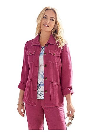 Veste col chemise tissu effet lin