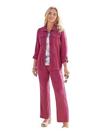 Veste col chemise tissu effet lin