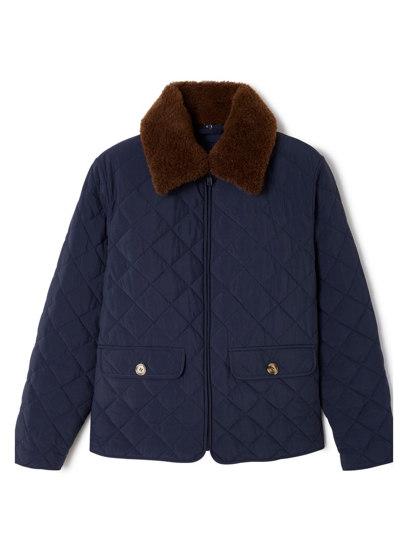 Veste col imitation fourrure amovible - Damart Bleu - Kiabi
