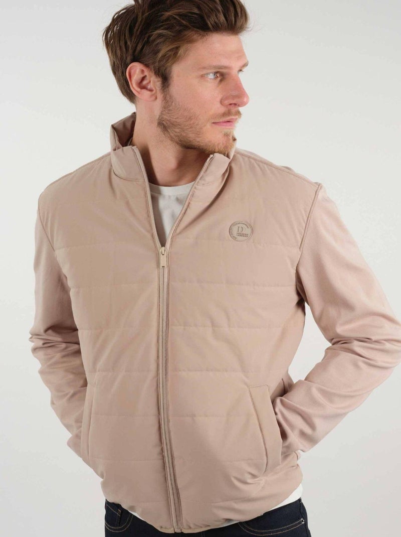Veste col montant bi matière 'Deeluxe' Beige gris - Kiabi