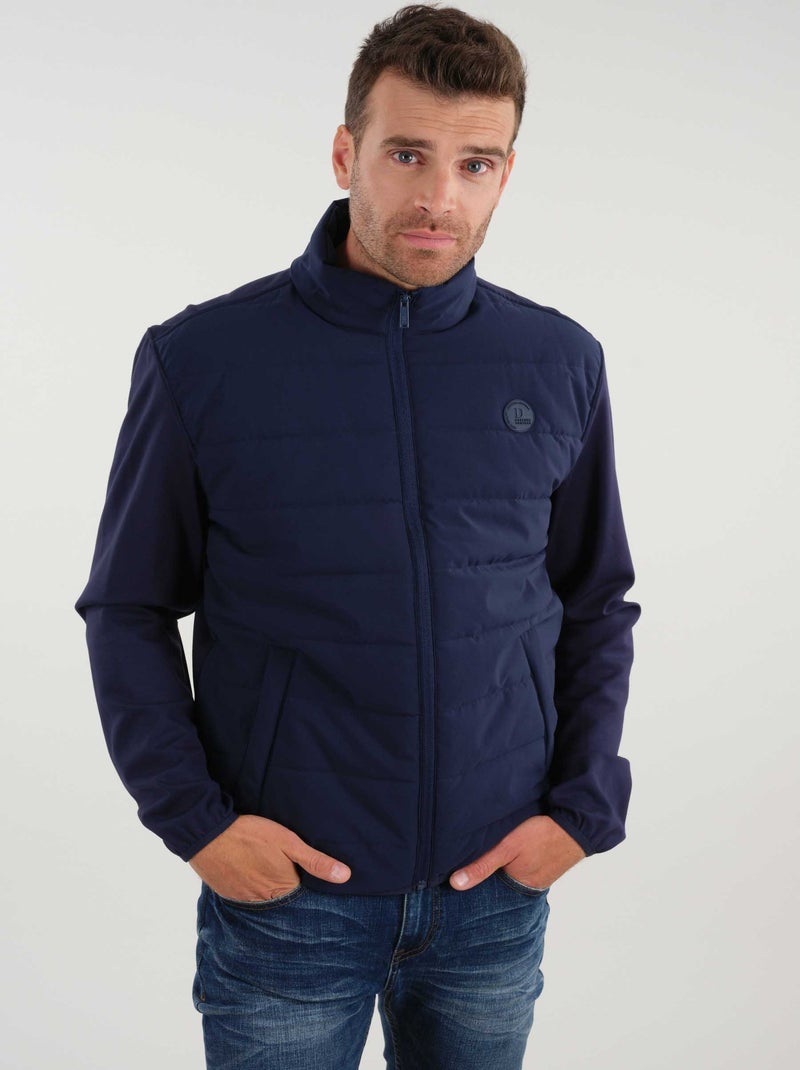 Veste col montant bi matière 'Deeluxe' Bleu marine - Kiabi