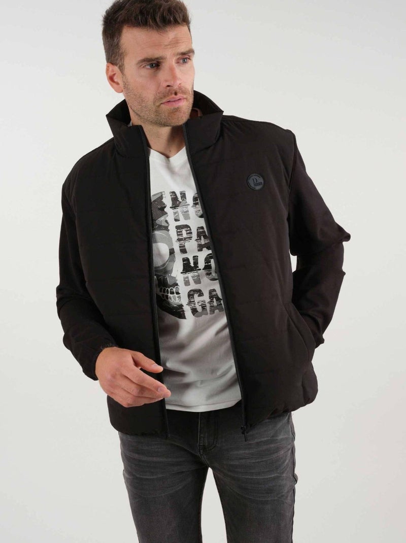 Veste col montant bi matière 'Deeluxe' Noir - Kiabi