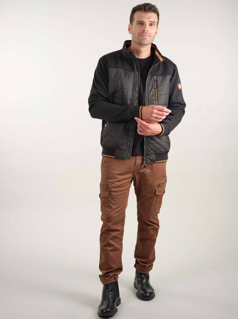 Veste col montant bi matière 'Deeluxe' Noir - Kiabi