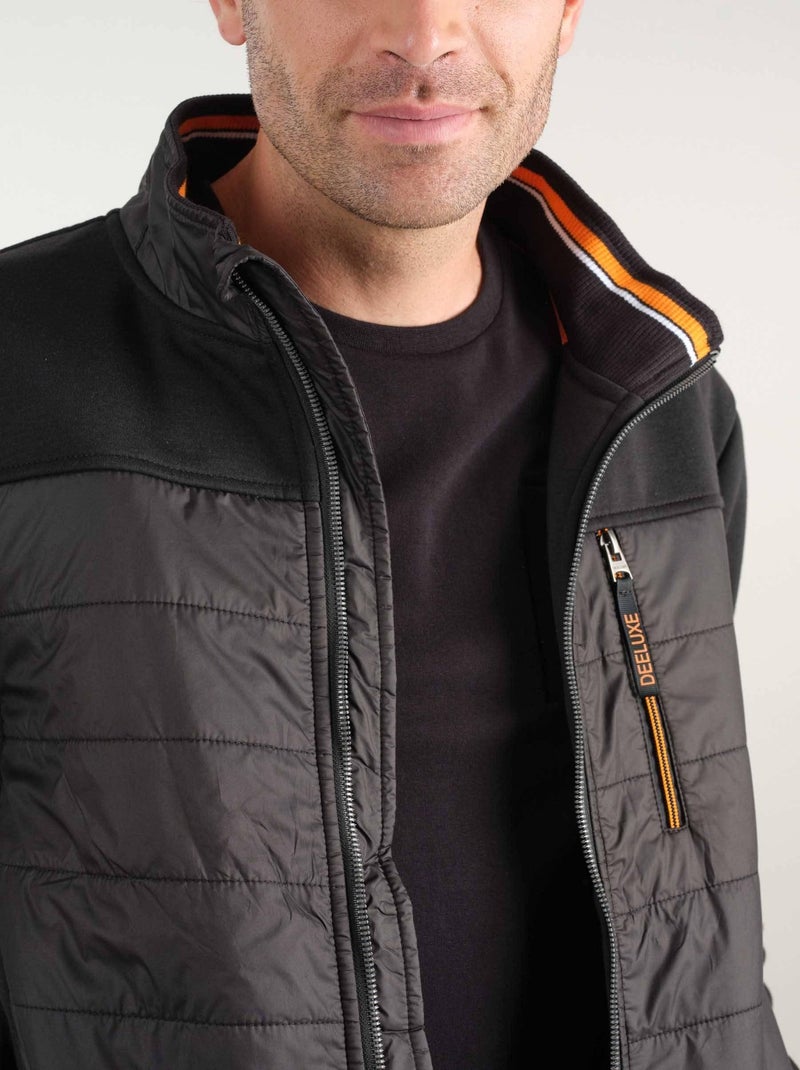 Veste col montant bi matière 'Deeluxe' Noir - Kiabi