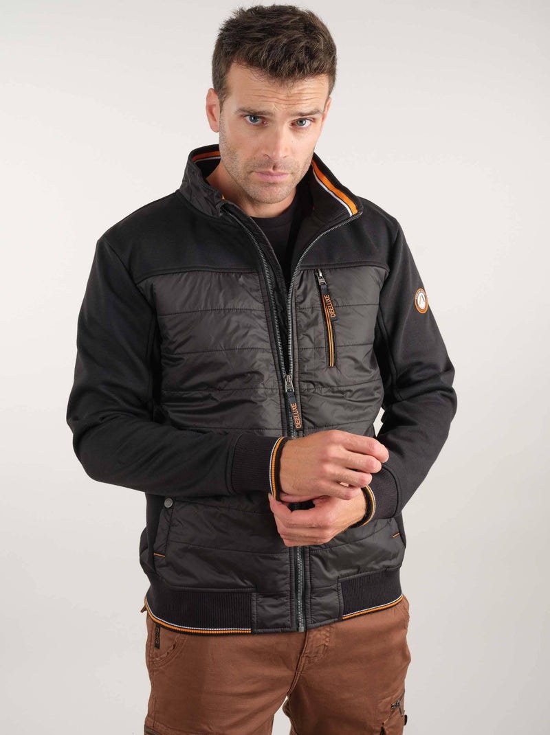 Veste col montant bi matière 'Deeluxe' Noir - Kiabi