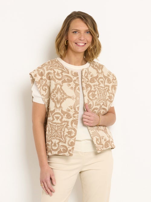 Veste col rond sans manches en jacquard - AFIBEL - Kiabi