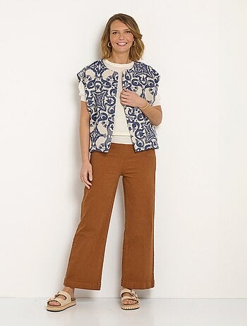 Veste col rond sans manches en jacquard - AFIBEL