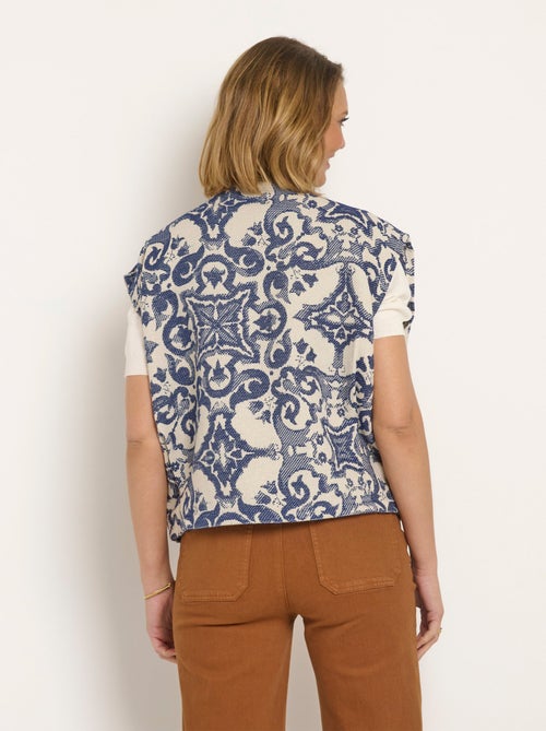 Veste col rond sans manches en jacquard - AFIBEL - Kiabi