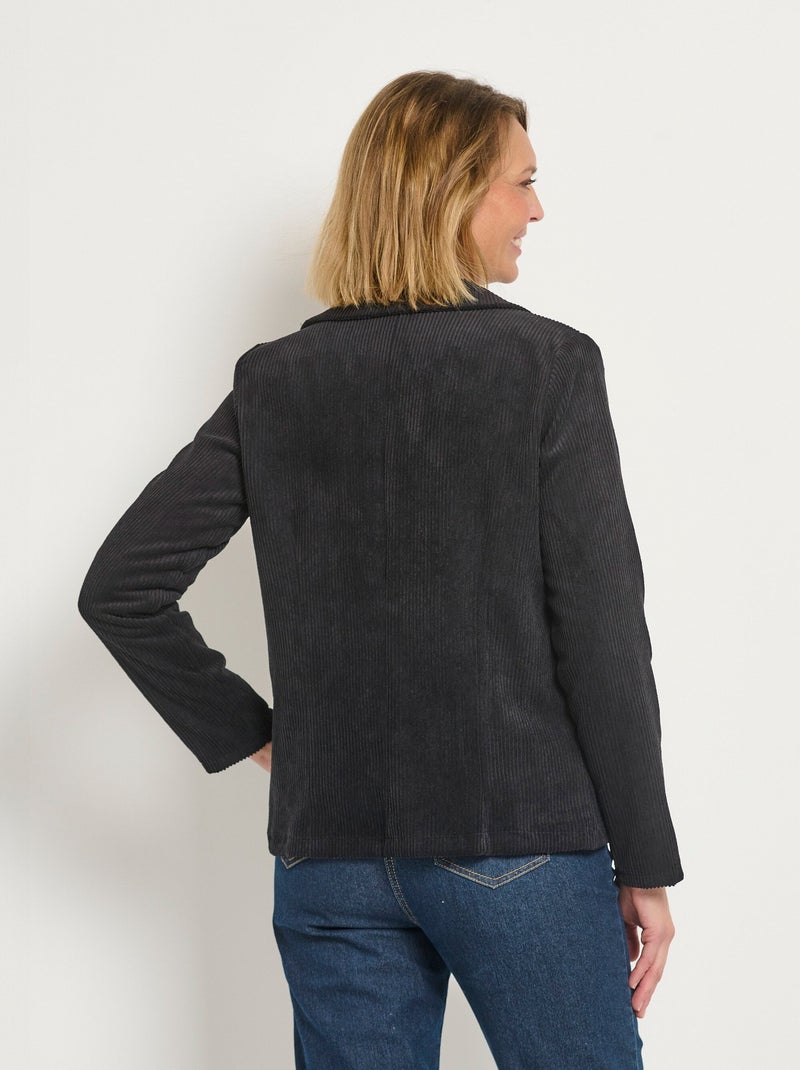 Veste col tailleur en velours cotelé Noir - Kiabi