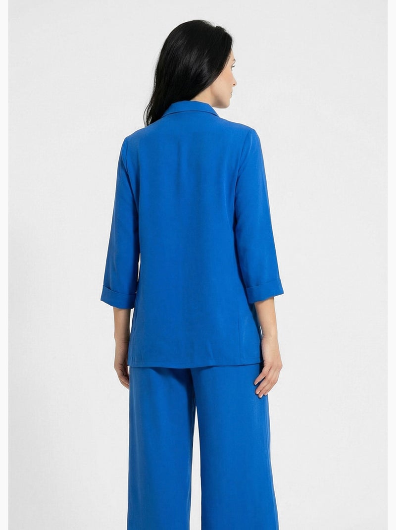 Veste col tailleur manches 3/4 essentiel - afibel Bleu électrique - Kiabi