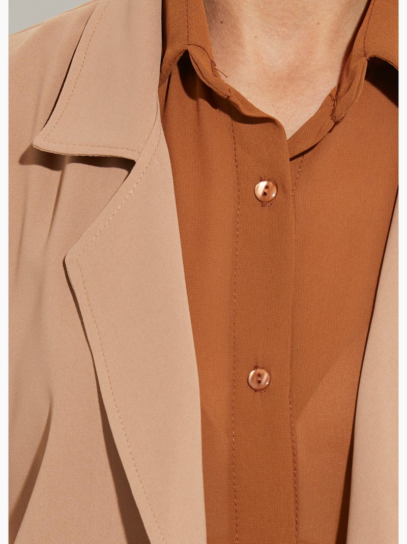 Veste col tailleur manches 3/4 essentiel - afibel Camel - Kiabi
