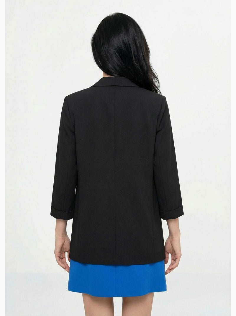 Veste col tailleur manches 3/4 essentiel - afibel Noir - Kiabi