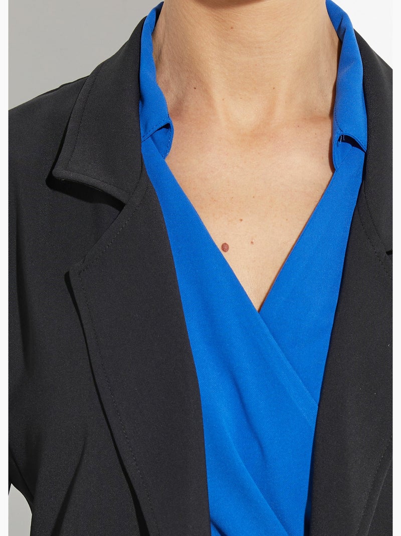 Veste col tailleur manches 3/4 essentiel - afibel Noir - Kiabi