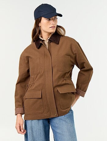 Veste coton twill avec col en velours