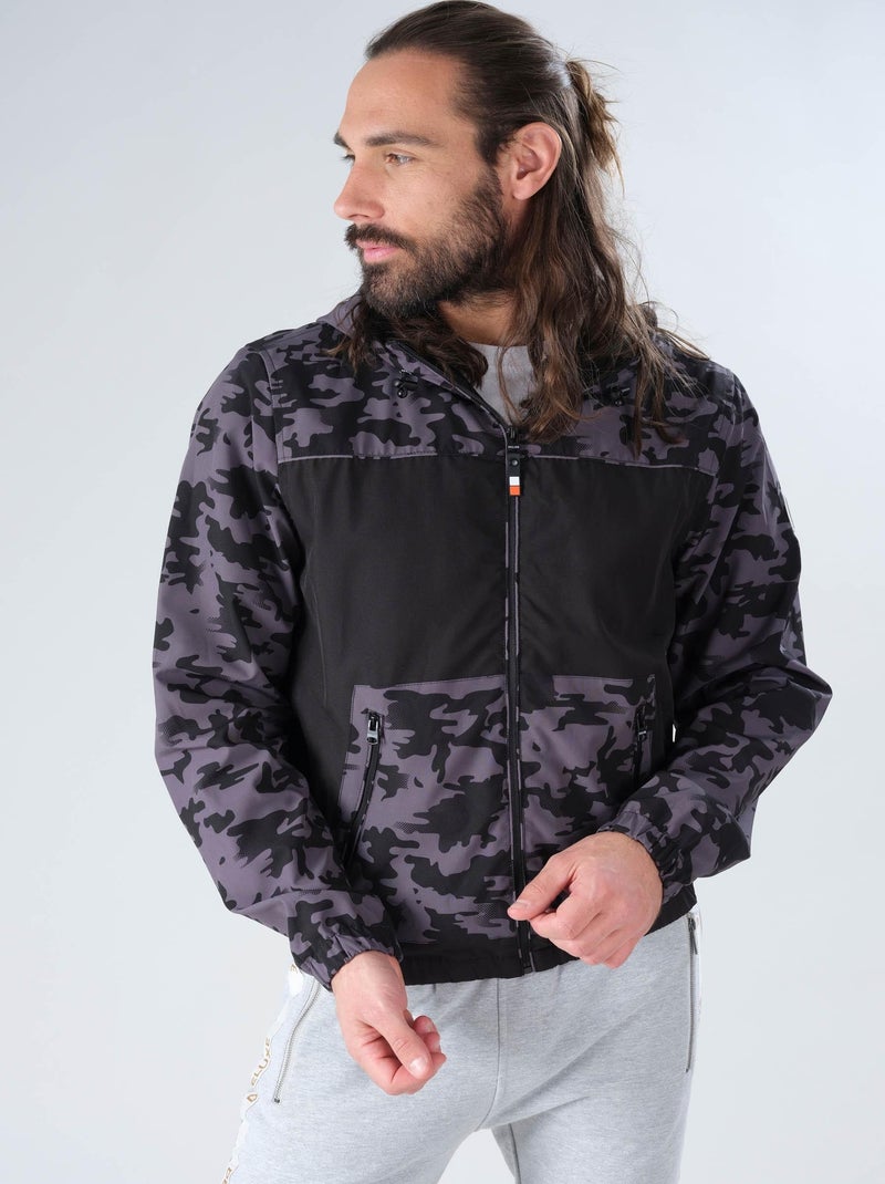 Veste coupe-vent à imprimé militaire 'Deeluxe' Noir - Kiabi