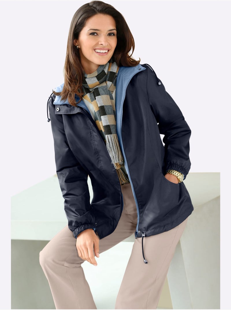 Veste coupe-vent avec capuche et poches pratiques - Taille courte - Witt Bleu marine - Kiabi