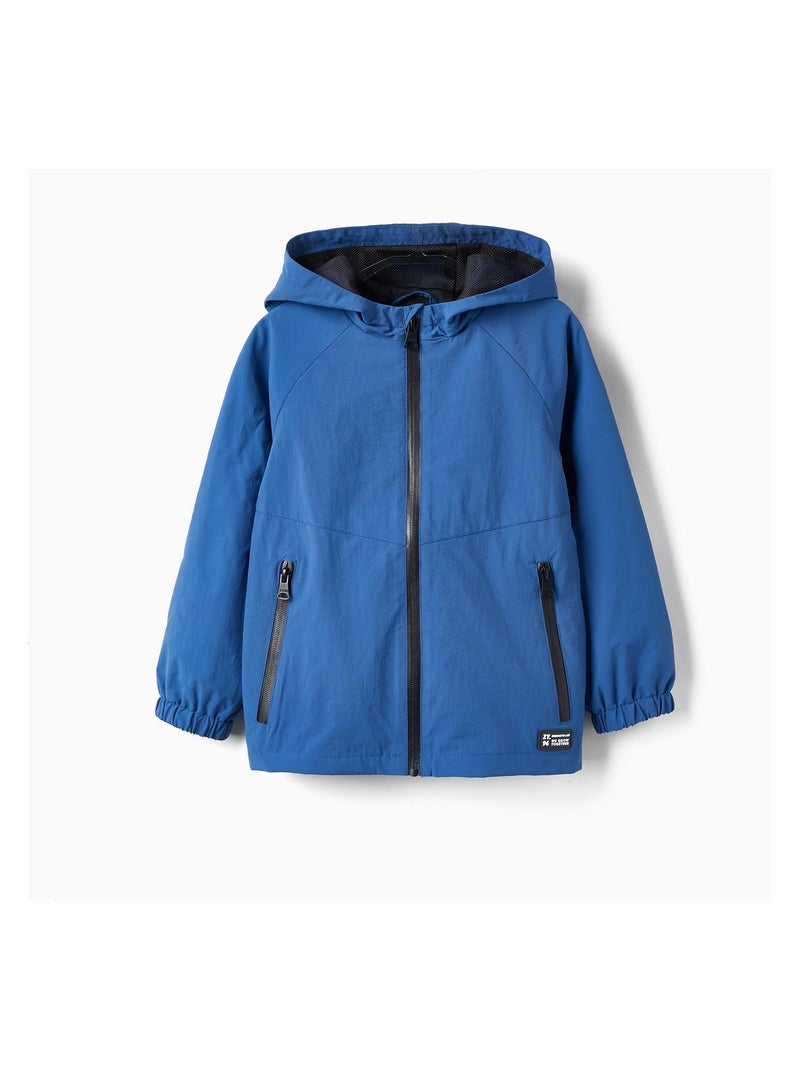Veste coupe-vent bleue avec capuche pour garçon Bleu - Kiabi