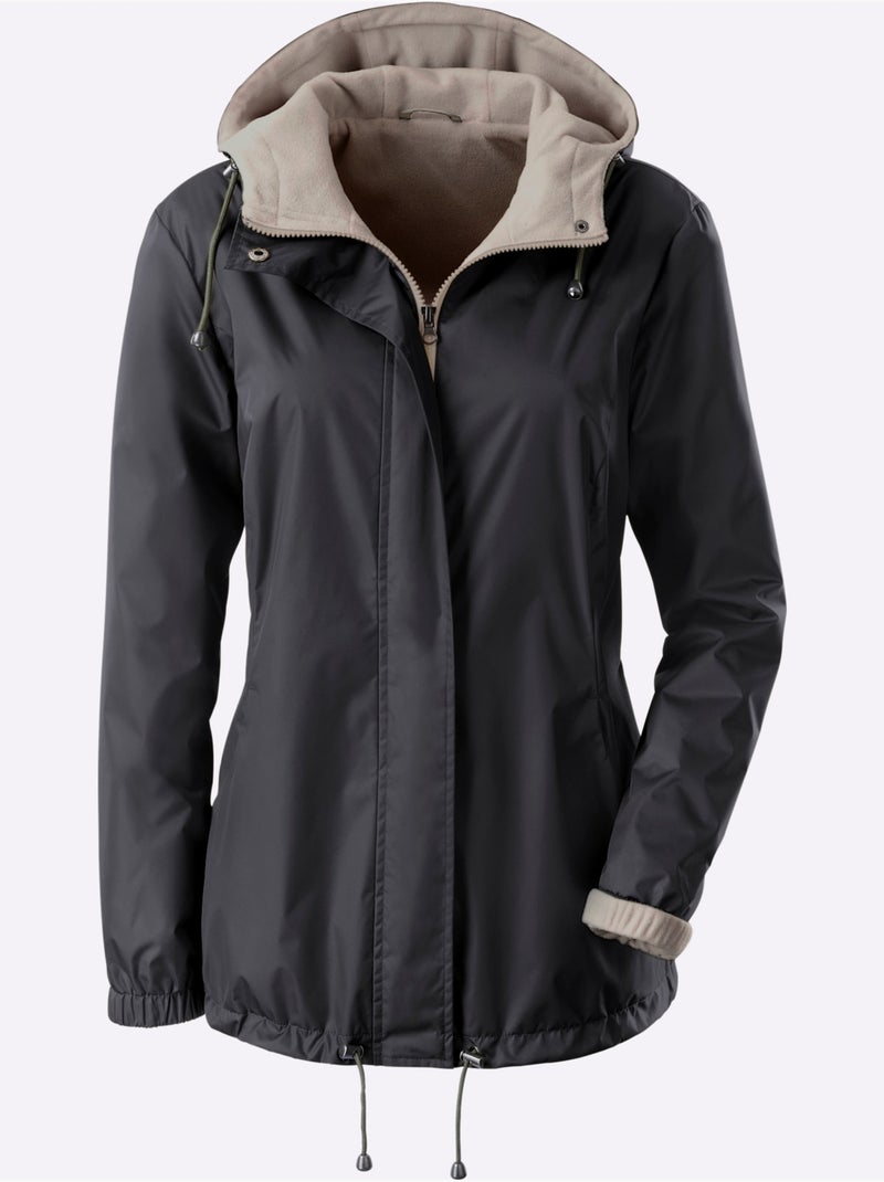 Veste coupe-vent et imperméable avec capuche et manches longues - Taille courte - Witt Noir - Kiabi
