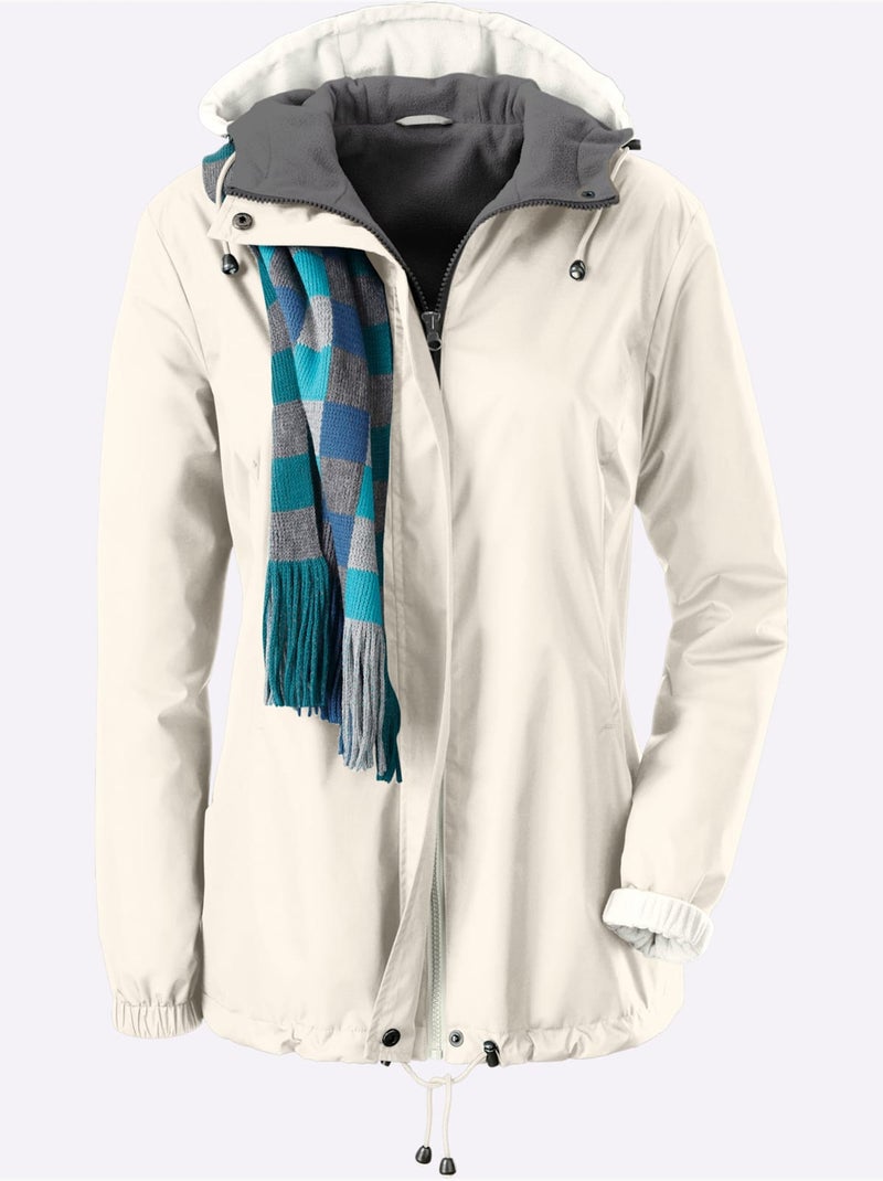 Veste coupe-vent et imperméable avec capuche et poches extensibles - taille courte - witt Blanc cassé - Kiabi