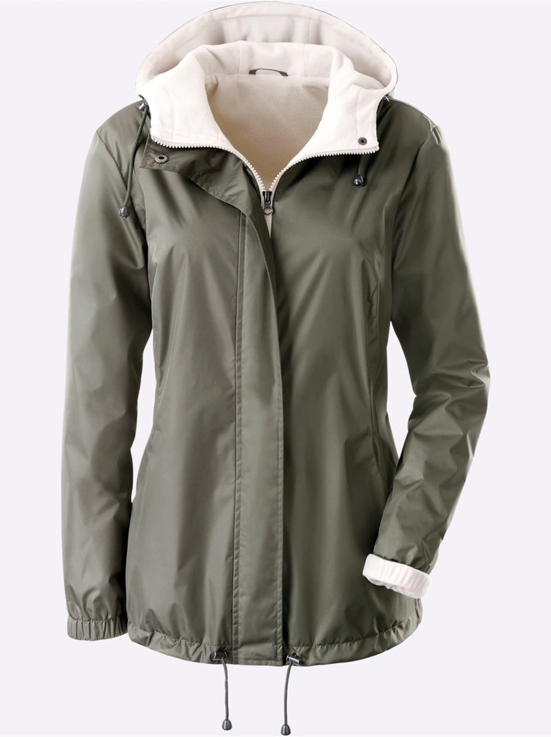 Veste coupe-vent et imperméable avec capuche et poches extensibles - taille courte - witt Vert kaki clair - Kiabi