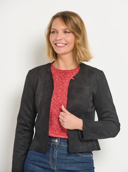 Veste courte à basques en suédine - Kiabi