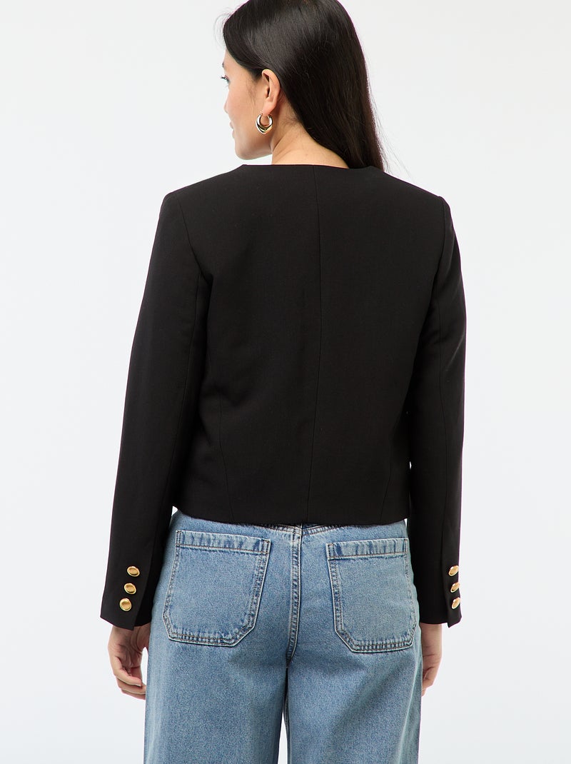 Veste courte à boutons dorés Noir - Kiabi