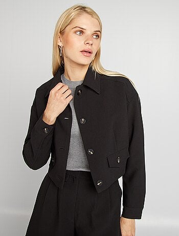 Veste tailleur longue avec boucle noir Kiabi 25.00