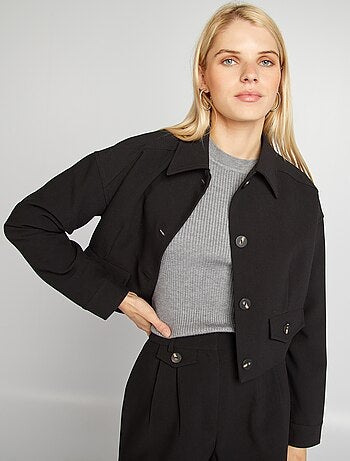 Blazer Femme CABI Charbon Noir - Taille S, Boutons Noirs, Coupe Longue - Occasion En Excellent état